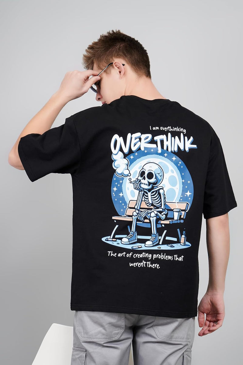 Overthinker Skull Print for Overthinking Minds Oversized T-Shirt