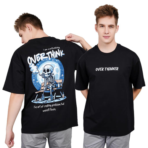 Overthinker Skull Print for Overthinking Minds Oversized T-Shirt