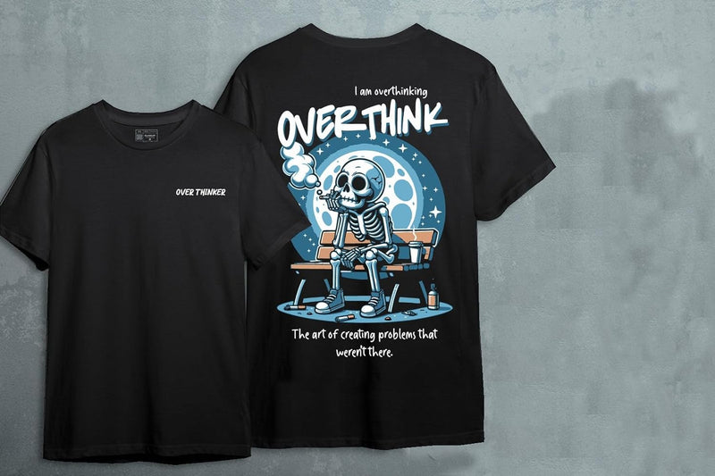 Overthinker Skull Print for Overthinking Minds Oversized T-Shirt