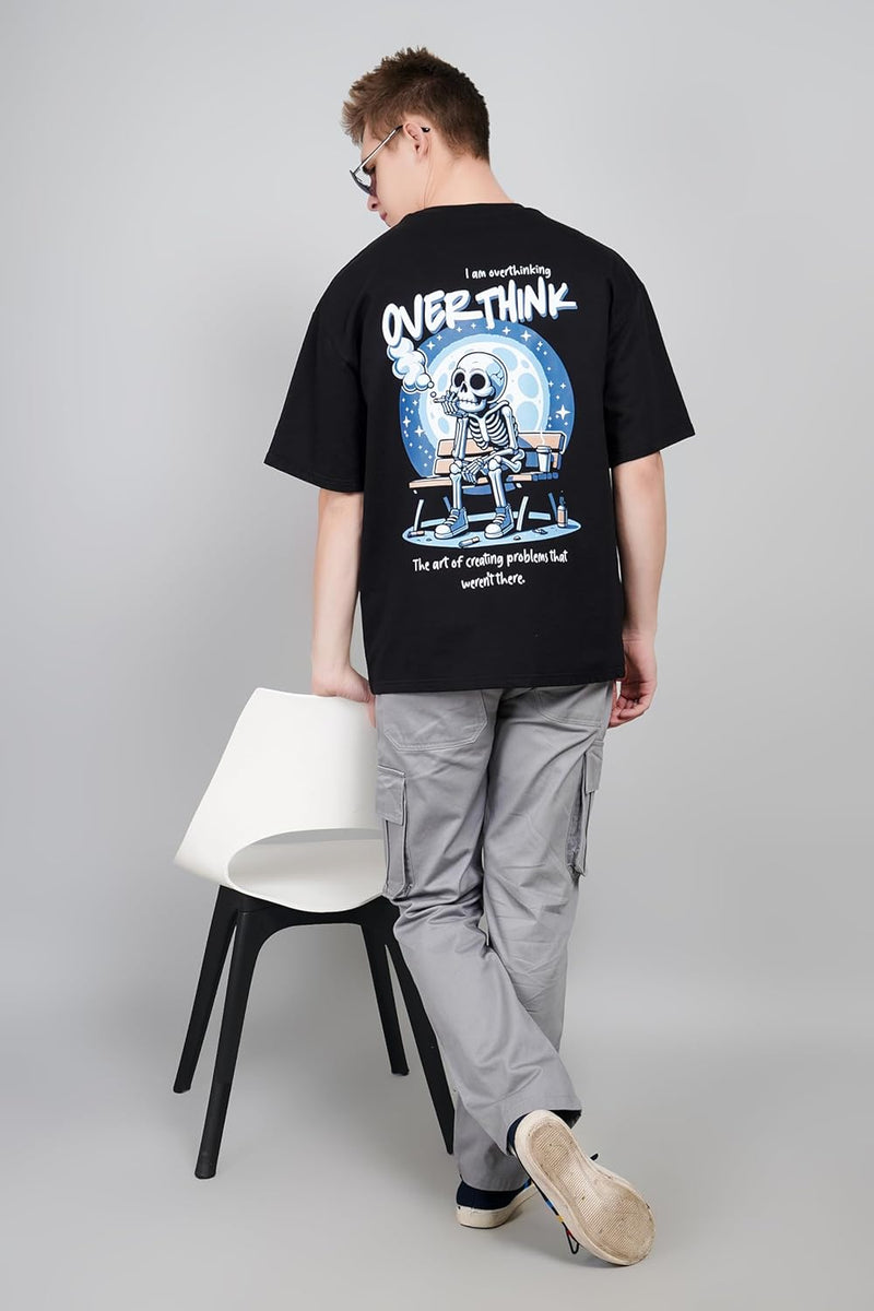 Overthinker Skull Print for Overthinking Minds Oversized T-Shirt
