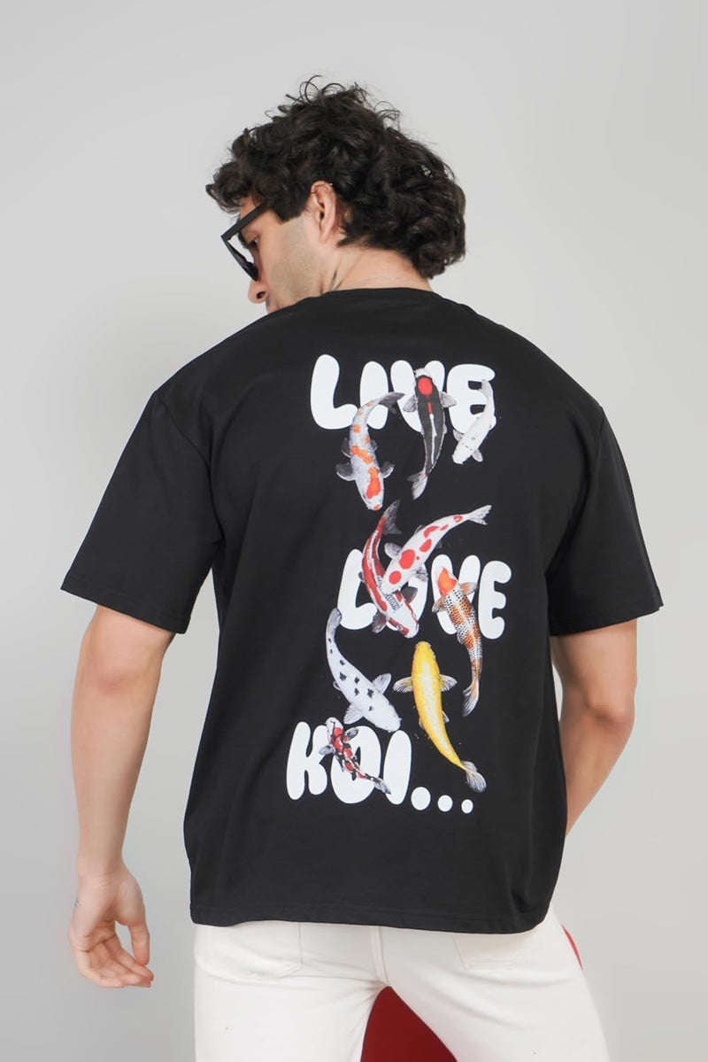 Live Love Koi Print For Aquarium Hobbyists Oversized T-Shirt