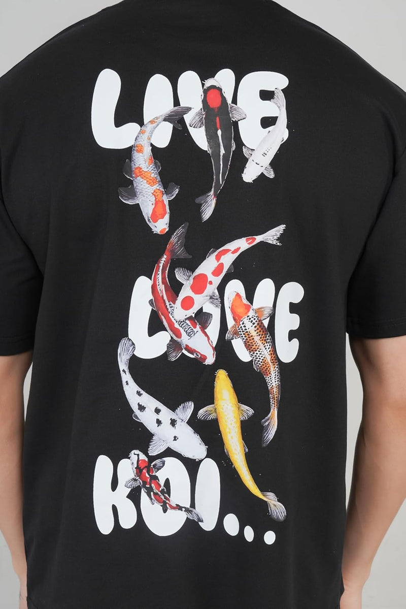 Live Love Koi Print For Aquarium Hobbyists Oversized T-Shirt