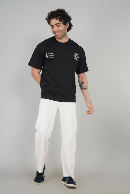 Leave Space Alone/Save Our Earth Print Oversized T-Shirt