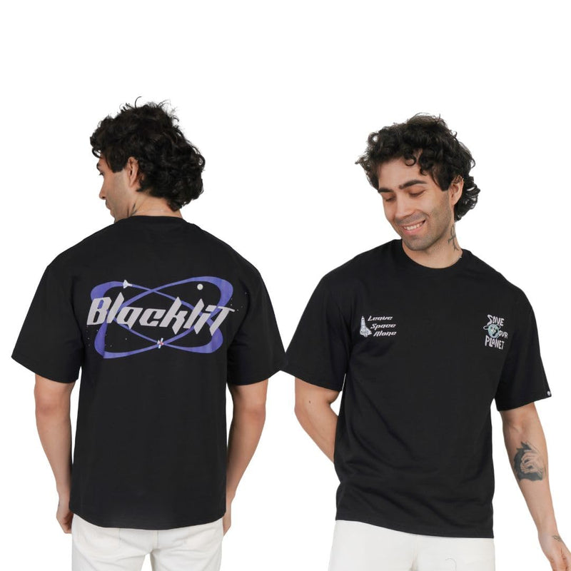 Leave Space Alone/Save Our Earth Print Oversized T-Shirt