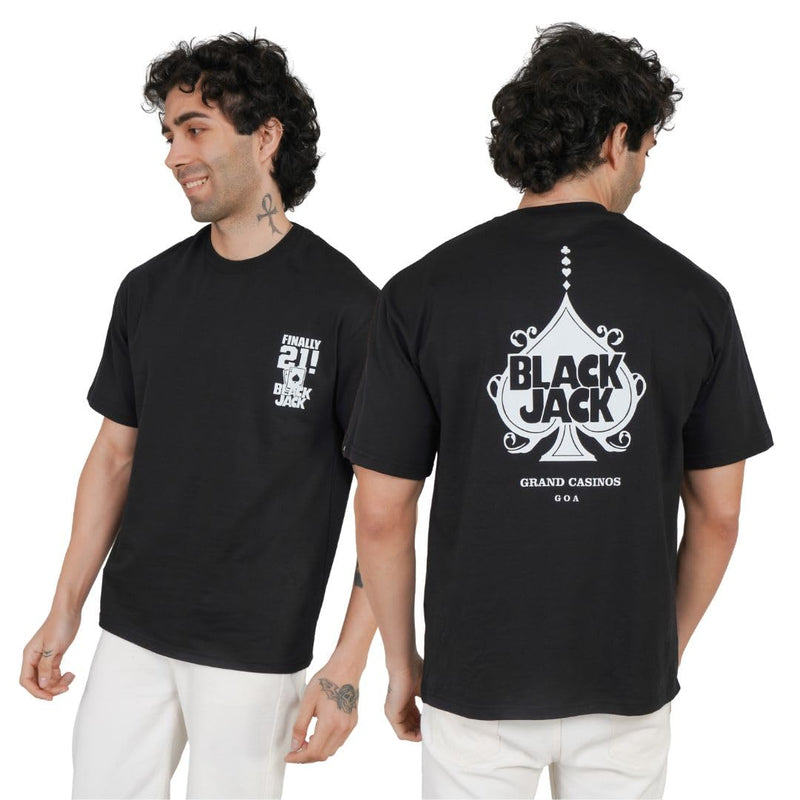 Tee with “Blackjack 21” for The Casino Gamblers Oversized T-Shirt