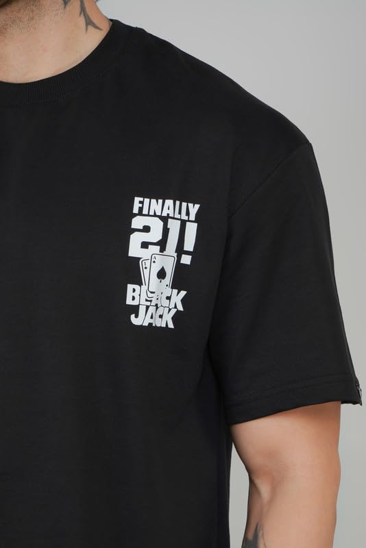 Tee with “Blackjack 21” for The Casino Gamblers Oversized T-Shirt