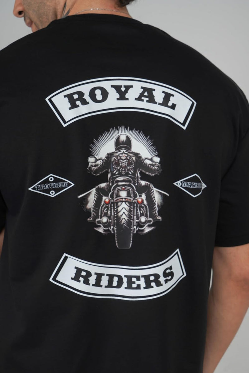 Royal Riders Print for Royal Bikers Oversized T-Shirt