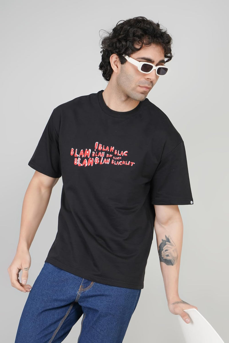 Blah Blah Blacklit Minimal Oversizsed T-Shirt