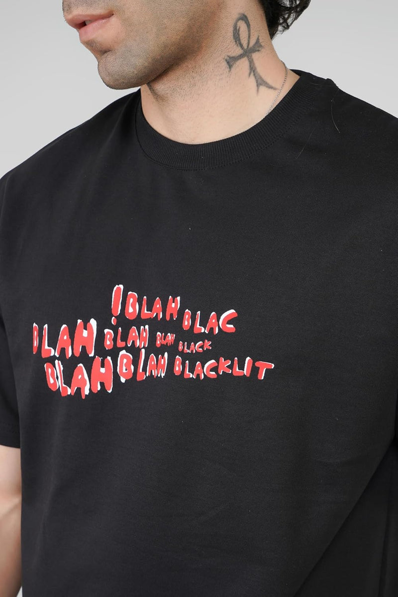 Blah Blah Blacklit Minimal Oversizsed T-Shirt