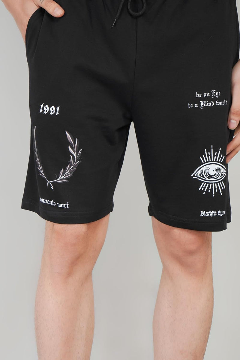 Black Men's Cotton Comfortable Night Shorts For Men
