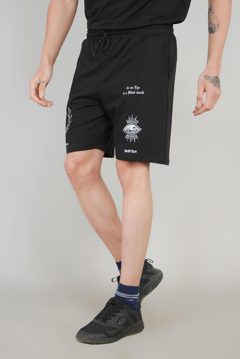 Black Men's Cotton Comfortable Night Shorts For Men