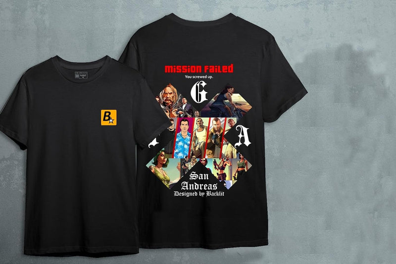 GTA Mission Failed X Printed Gaming T-Shirt