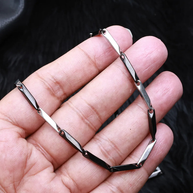 BLACLT Black-Silver Razor Link Chain