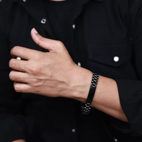 BLACLT Classic Black Steel Bracelet – Rolex Watch Strap Style