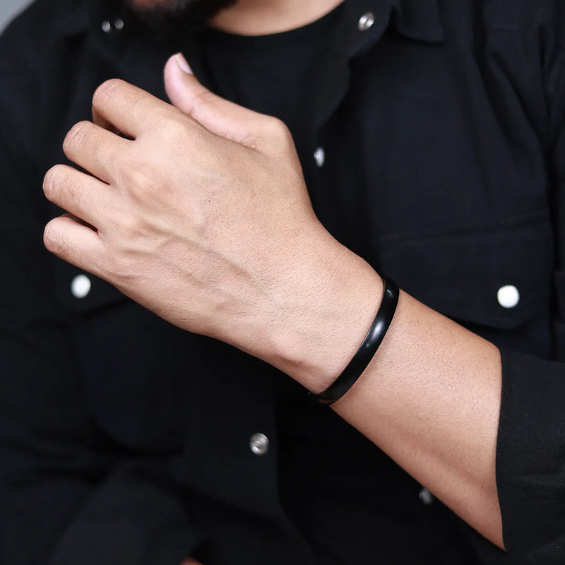 BLACLT Classic Black Steel Openable Kada Bracelet