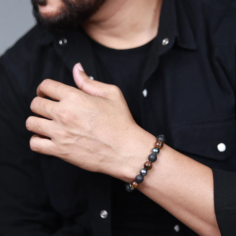 BLACLT Triple Protection Bracelet – Tiger Eye, Hematite & Black Obsidian