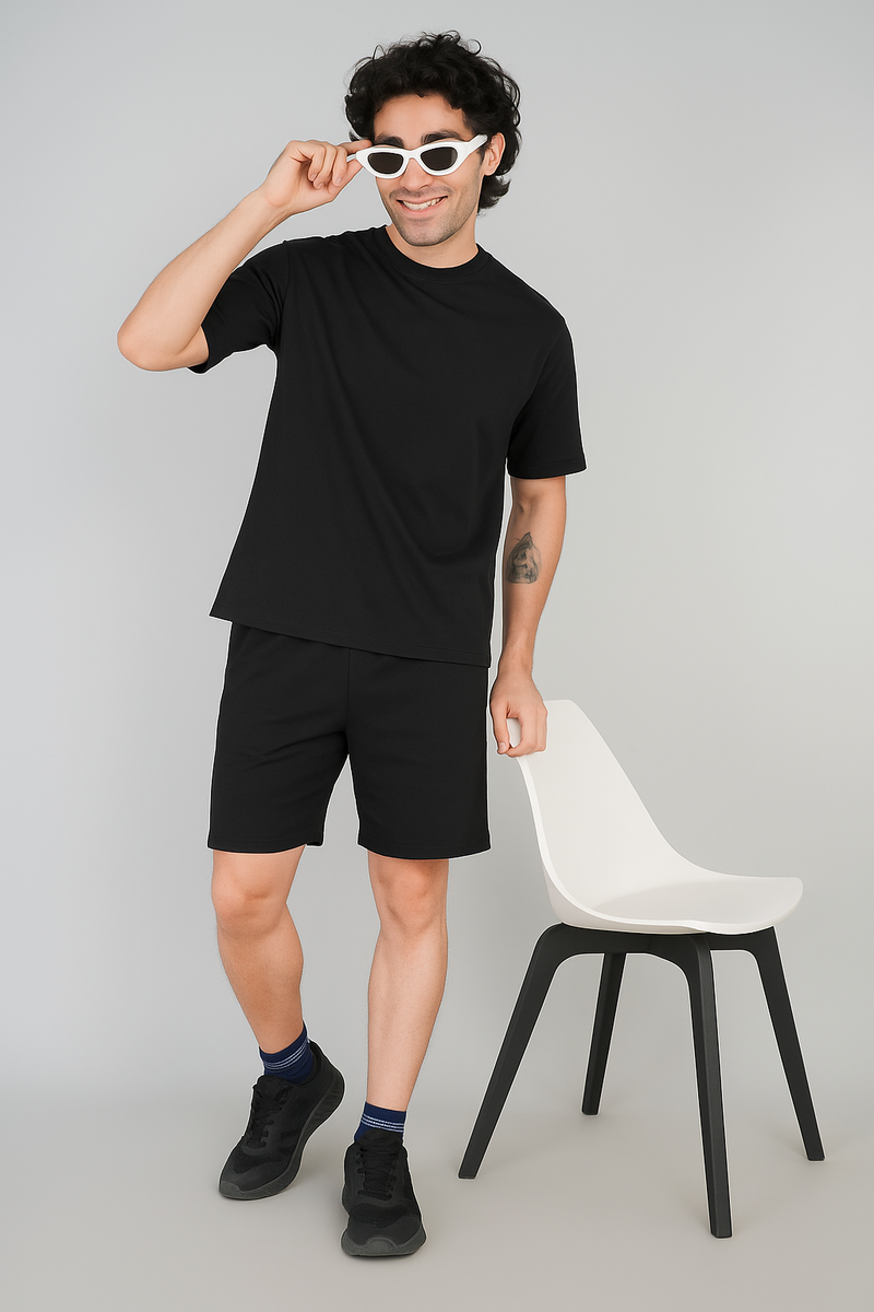 Plain Black Men's Cotton Comfortable Shorts For Men