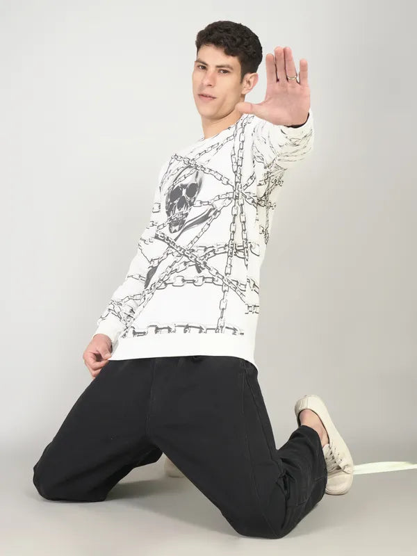 Chains & Skull Sweatshirt - White