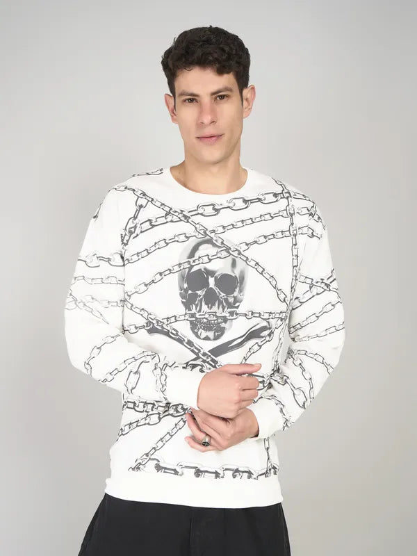 Chains & Skull Sweatshirt - White