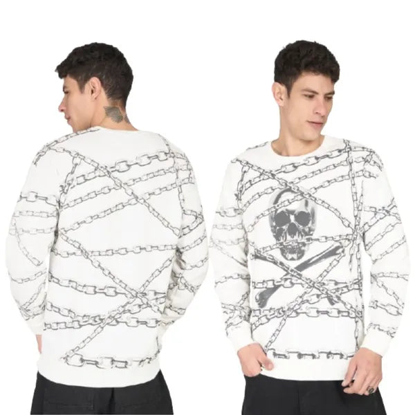 Chains & Skull Sweatshirt - White