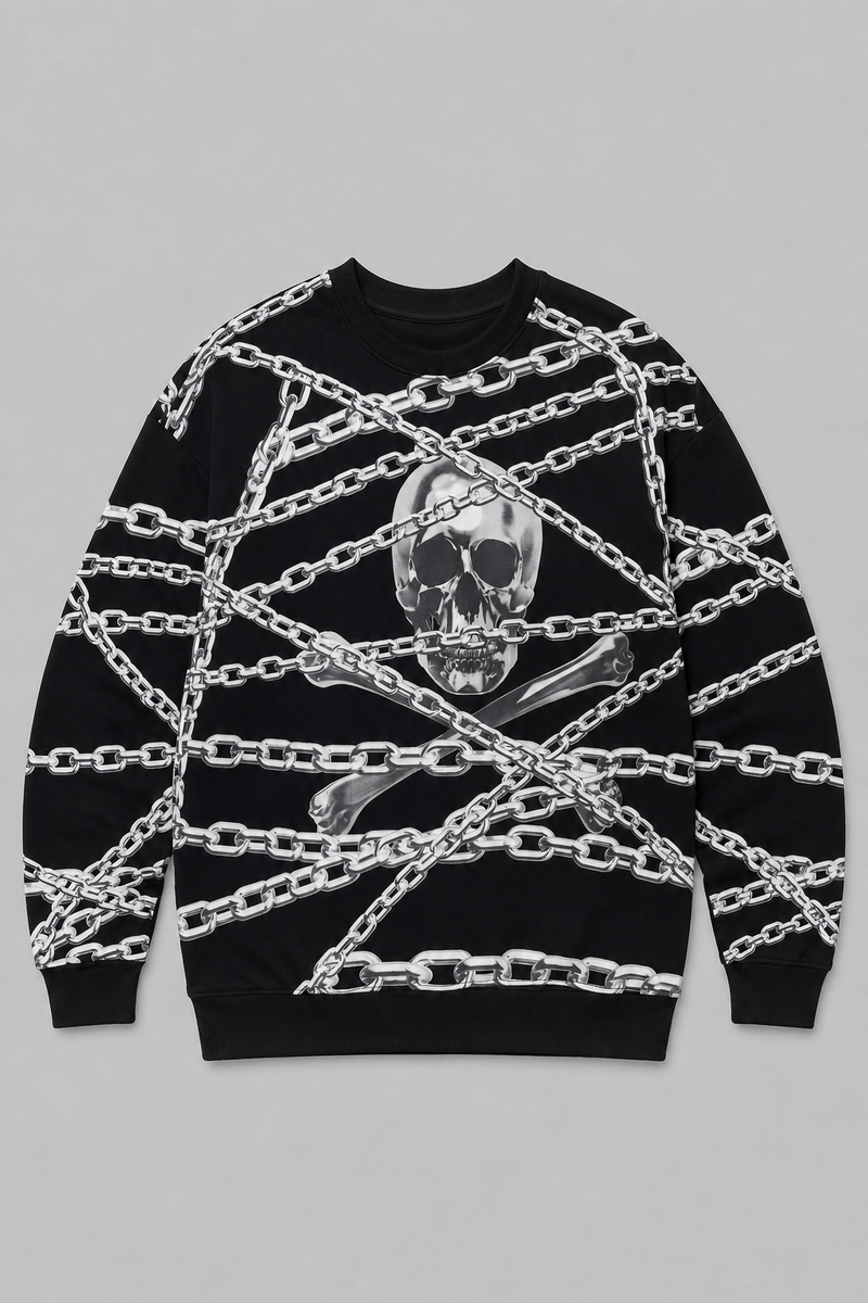 Chains & Skull Sweatshirt - Black