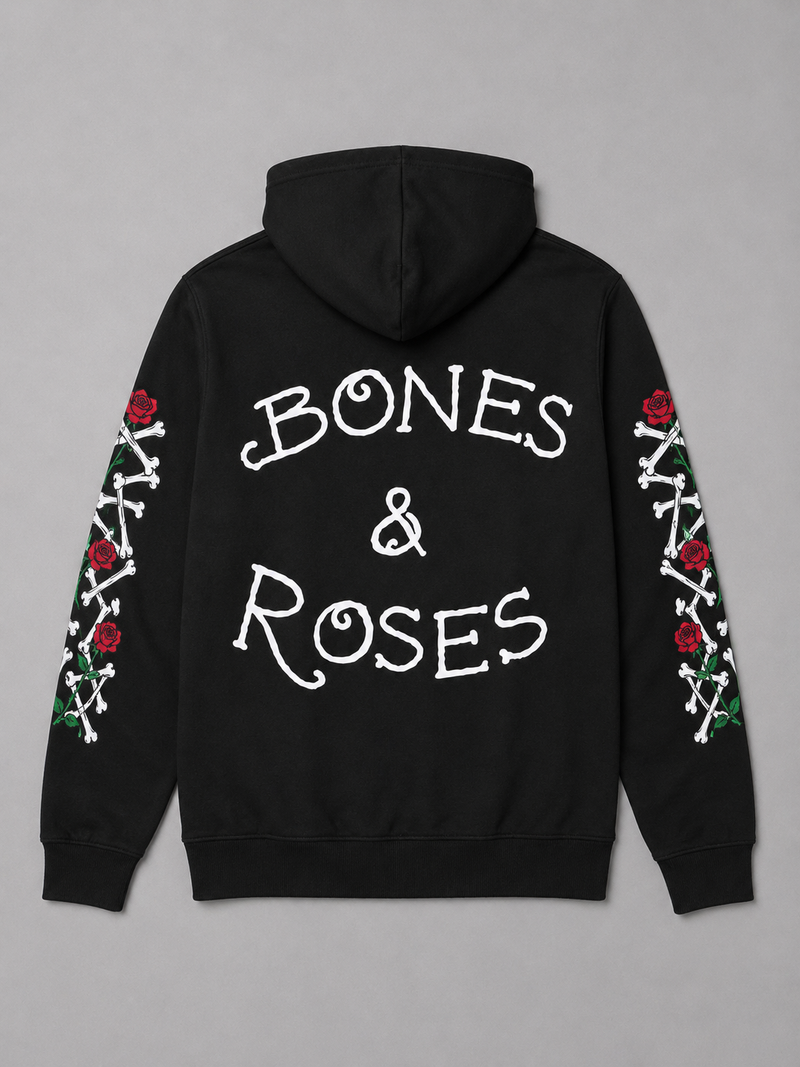 Bones & Roses Hoodie – Black