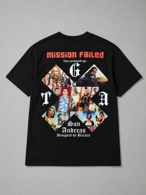 GTA Mission Failed X Printed Gaming T-Shirt
