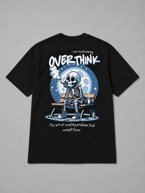 Overthinker Skull Print for Overthinking Minds Oversized T-Shirt