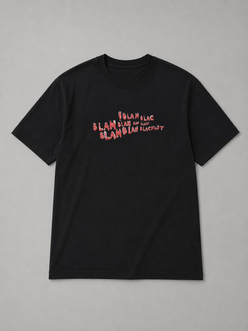 Blah Blah Blacklit Minimal Oversizsed T-Shirt