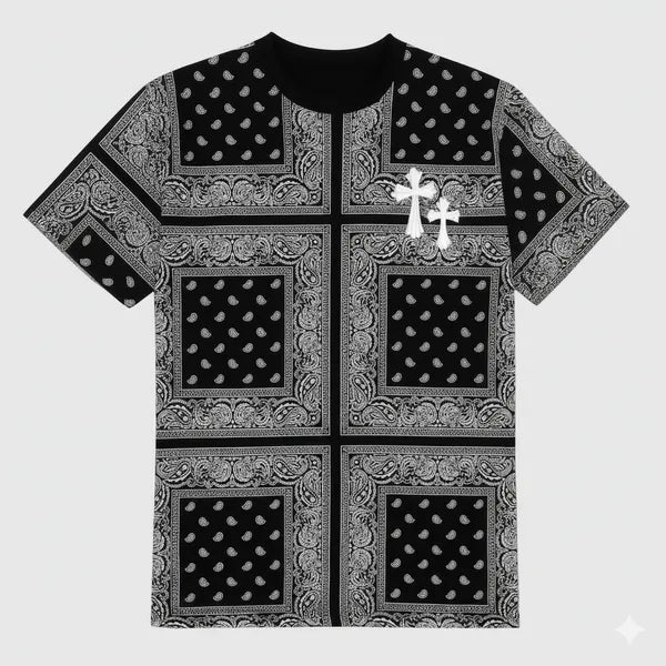 BLACKLIT TRAPSTAR 2X Black Bandana Puff Print T-shirt