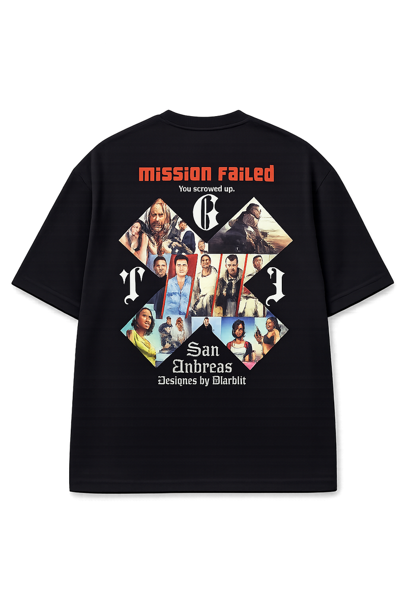 GTA Mission Failed X Printed Gaming T-Shirt