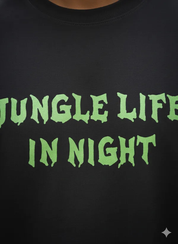 BLACKLIT - WOLFER Jungle Life in Night T-Shirt