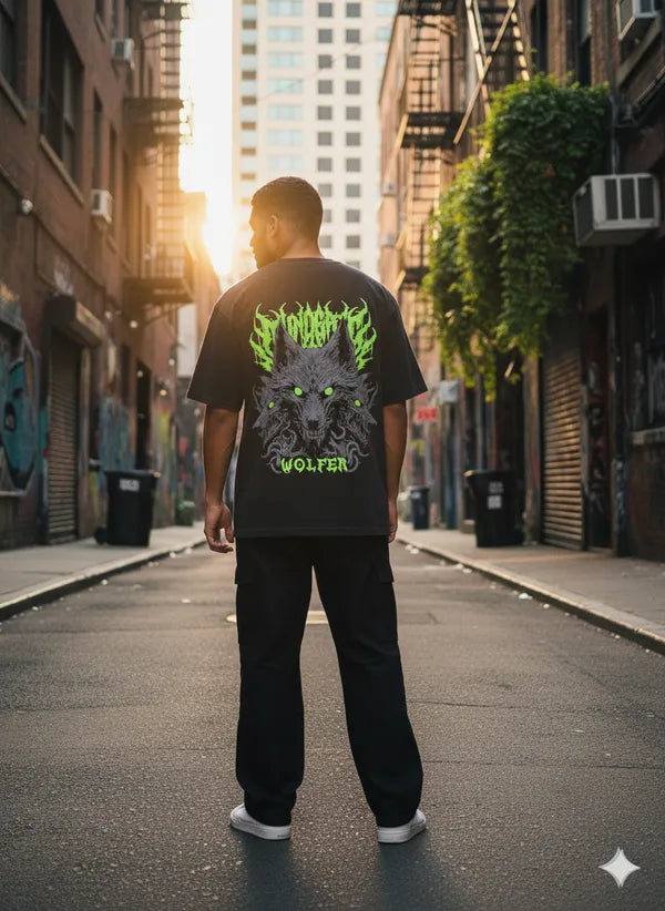 BLACKLIT - WOLFER Jungle Life in Night T-Shirt