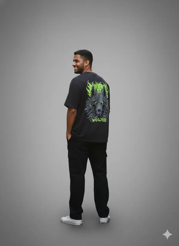 BLACKLIT - WOLFER Jungle Life in Night T-Shirt