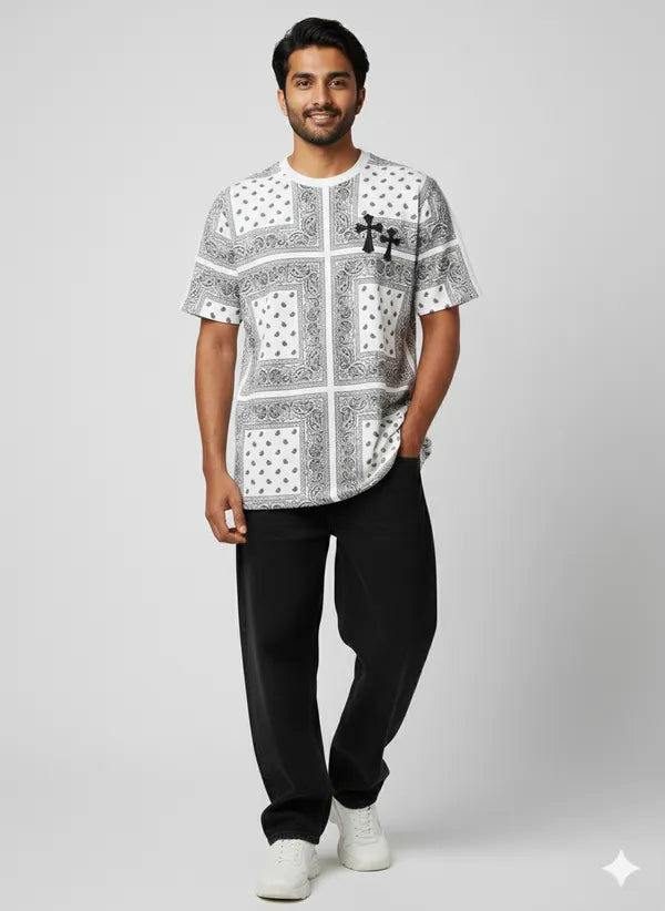 BLACKLIT - TRAPSTAR 22 White Bandana Puff Print T-Shirt